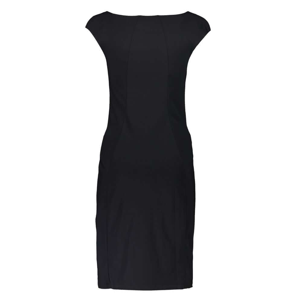 Patrizia Pepe Elegant Black Boat Neck Dress with Wide Straps PA-28357-XS