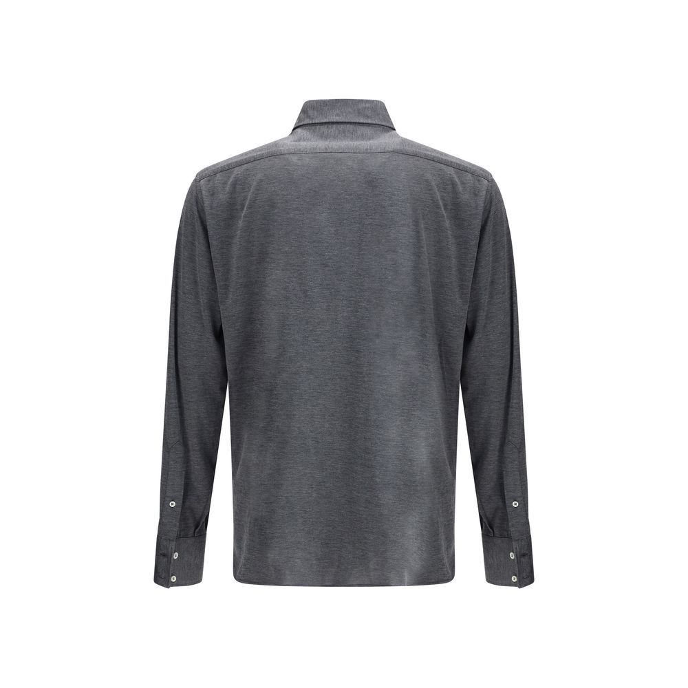 Brunello Cucinelli Gray Silk Shirt