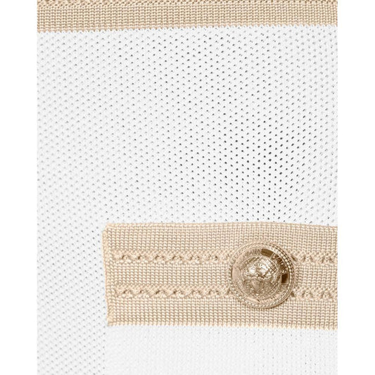 Balmain White Viscose Women Dress with Faux Gold Buttons BA-15441-IT38|XS