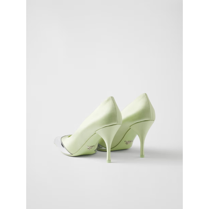 Prada Satin And Metallic Leather Pumps