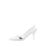 Prada Satin And Metallic Silver Leather Pumps