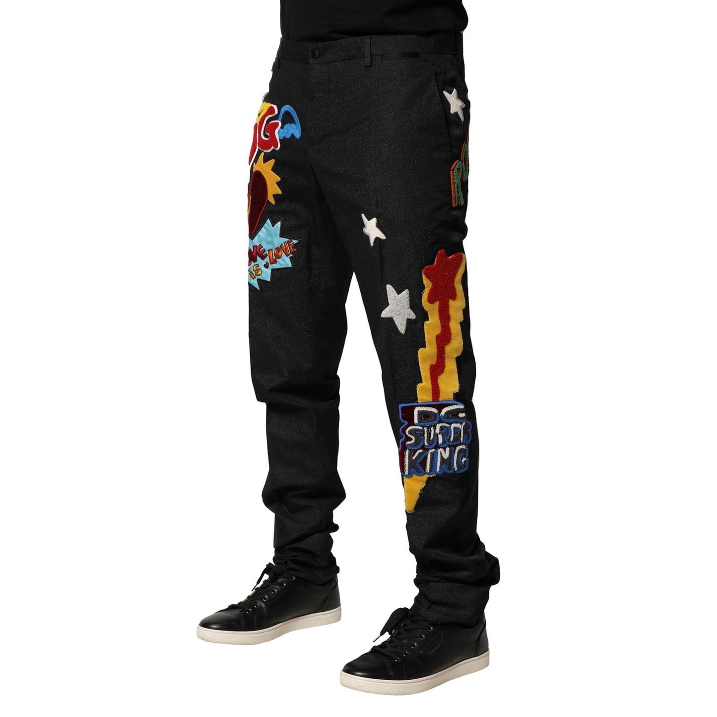 Dolce & Gabbana Black Graphic Embroidery Men Pants PAN76435-44