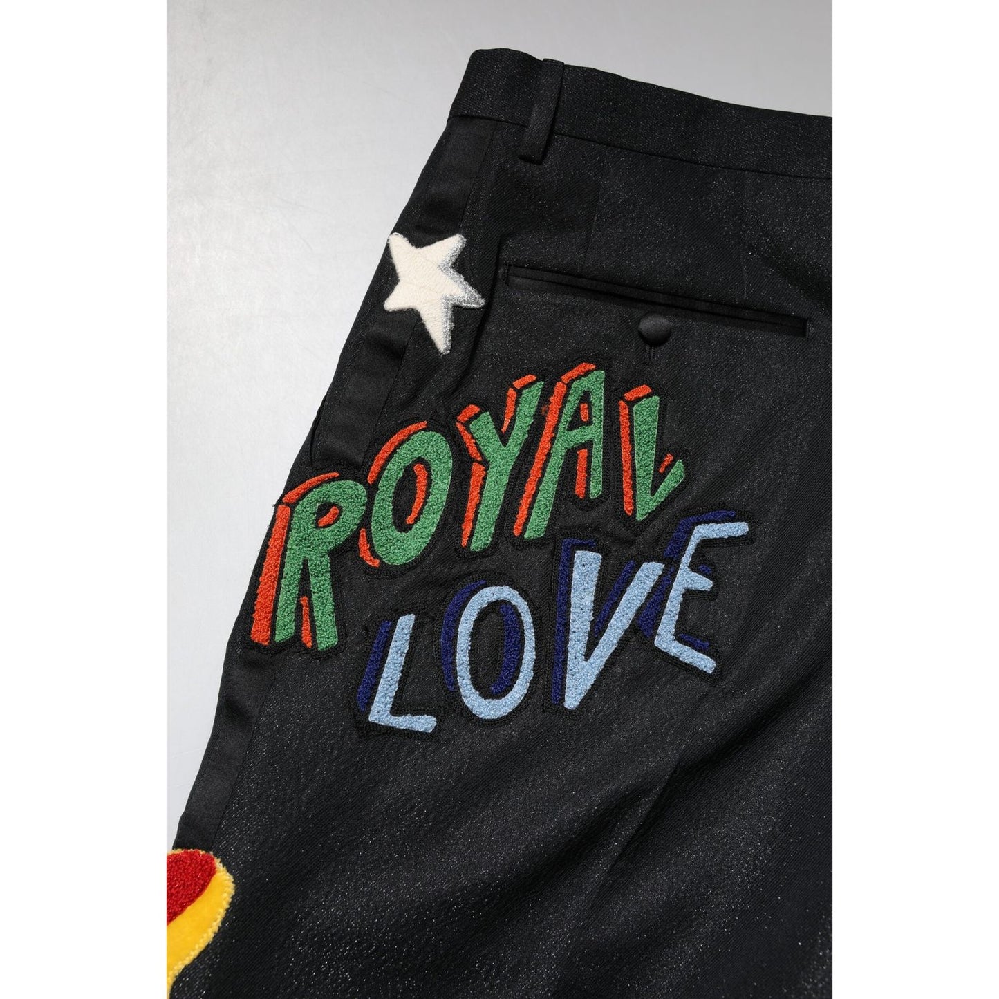 Dolce & Gabbana Black Graphic Embroidery Men Pants PAN76435-44
