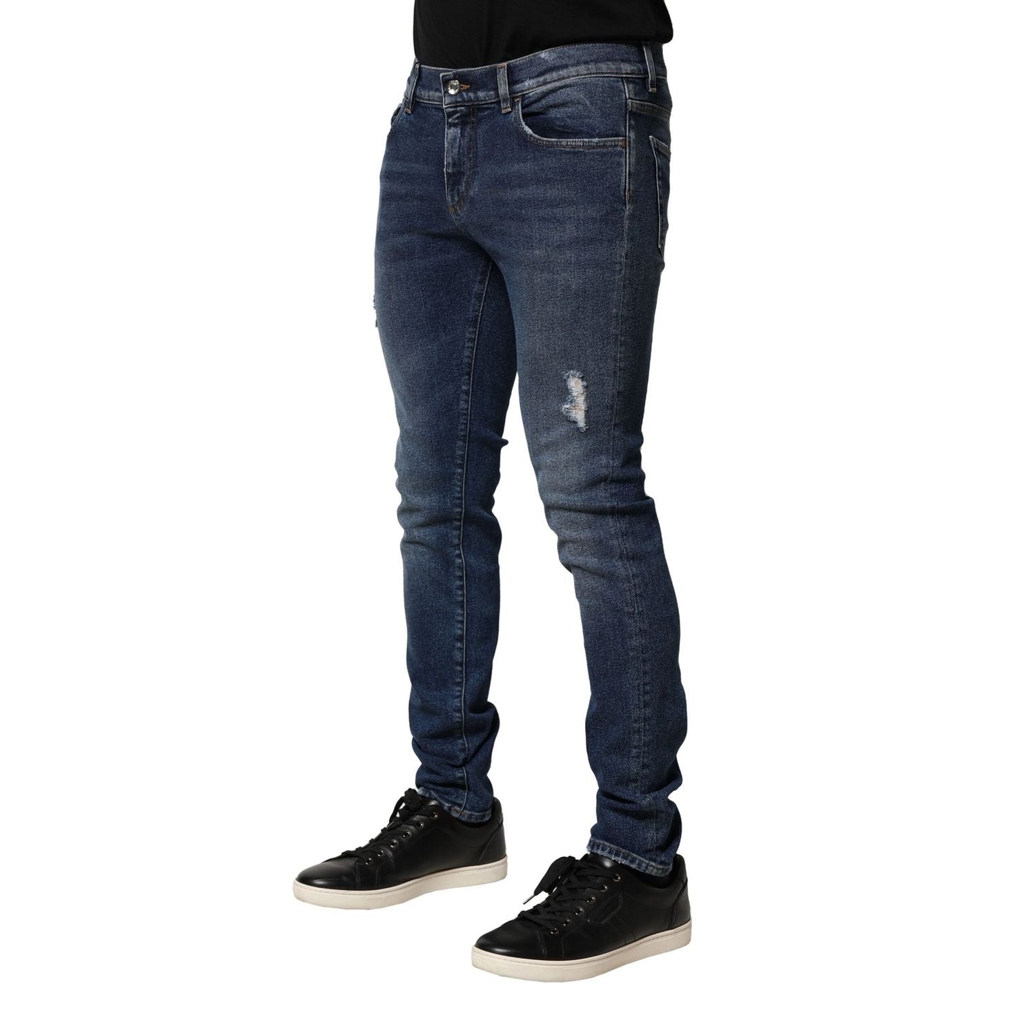 Dolce & Gabbana Blue Washed Skinny Cotton Denim Jeans