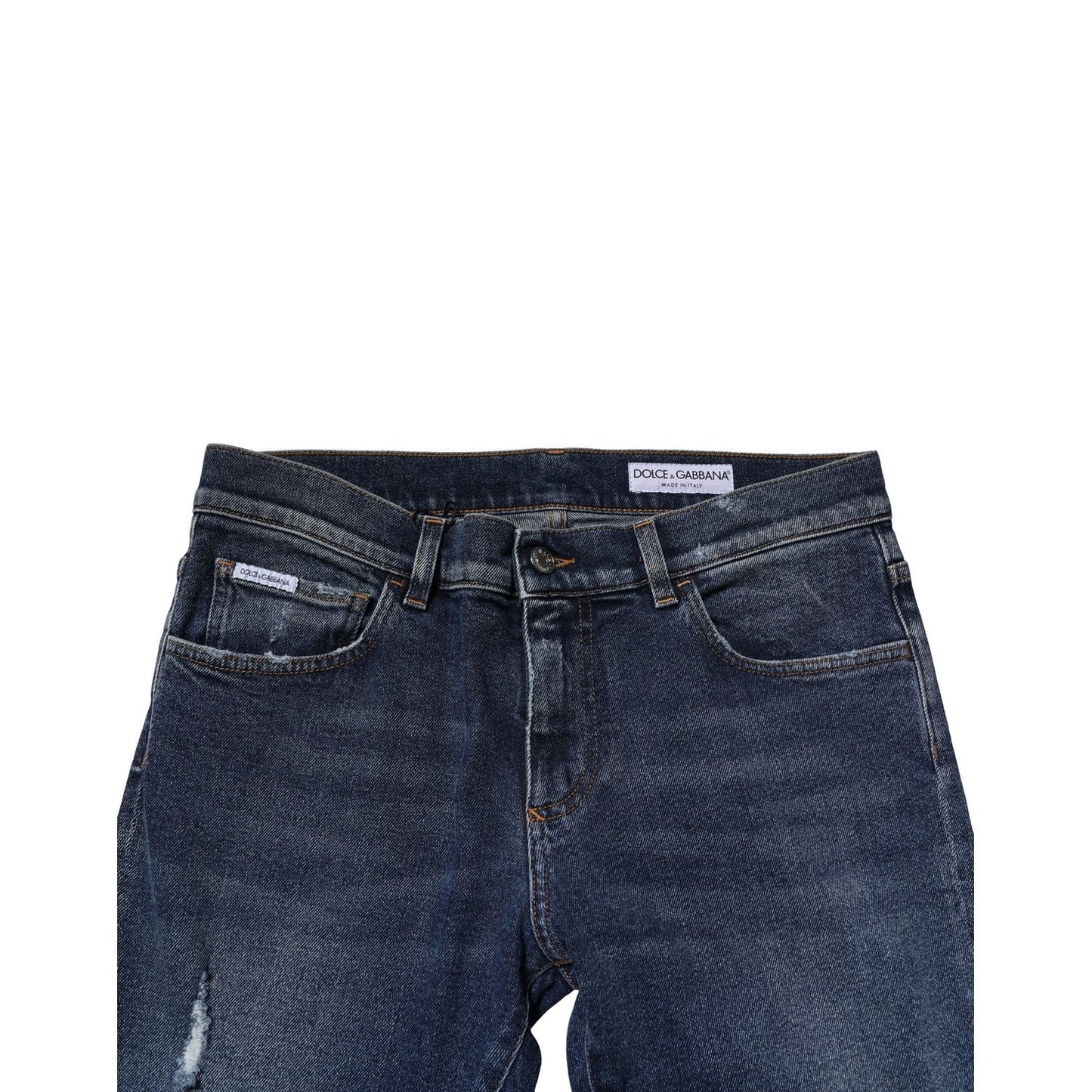 Dolce & Gabbana Blue Washed Skinny Cotton Denim Jeans