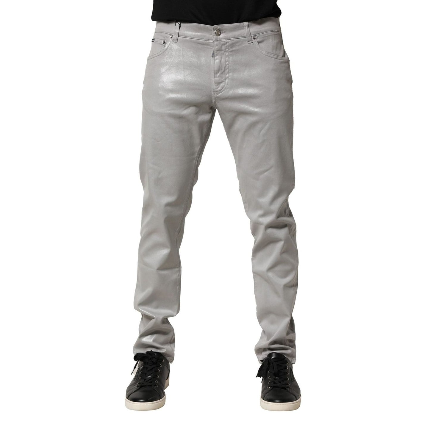 Dolce & Gabbana Silver Cotton Stretch Slim Denim Jeans PAN76473-52