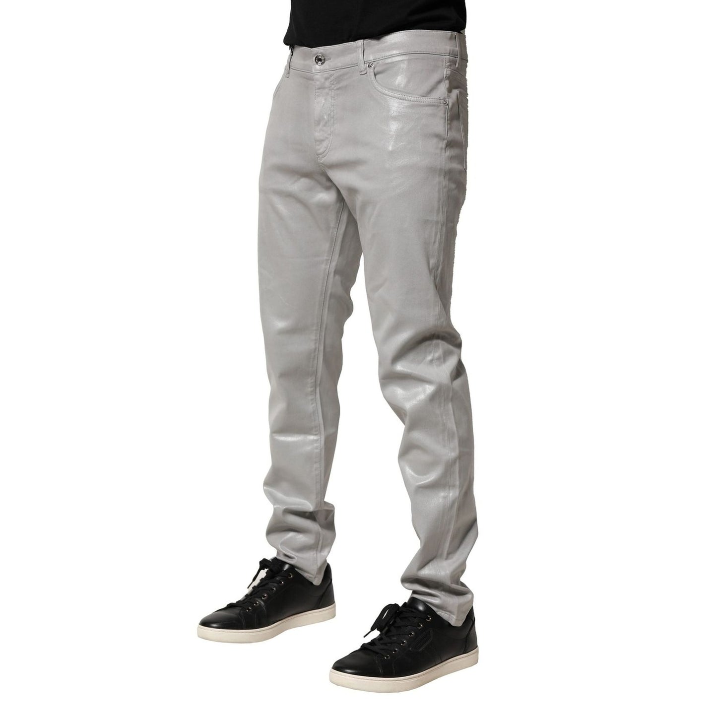 Dolce & Gabbana Silver Cotton Stretch Slim Denim Jeans PAN76473-52