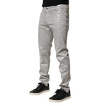 Dolce & Gabbana Silver Cotton Stretch Slim Denim Jeans PAN76473-52
