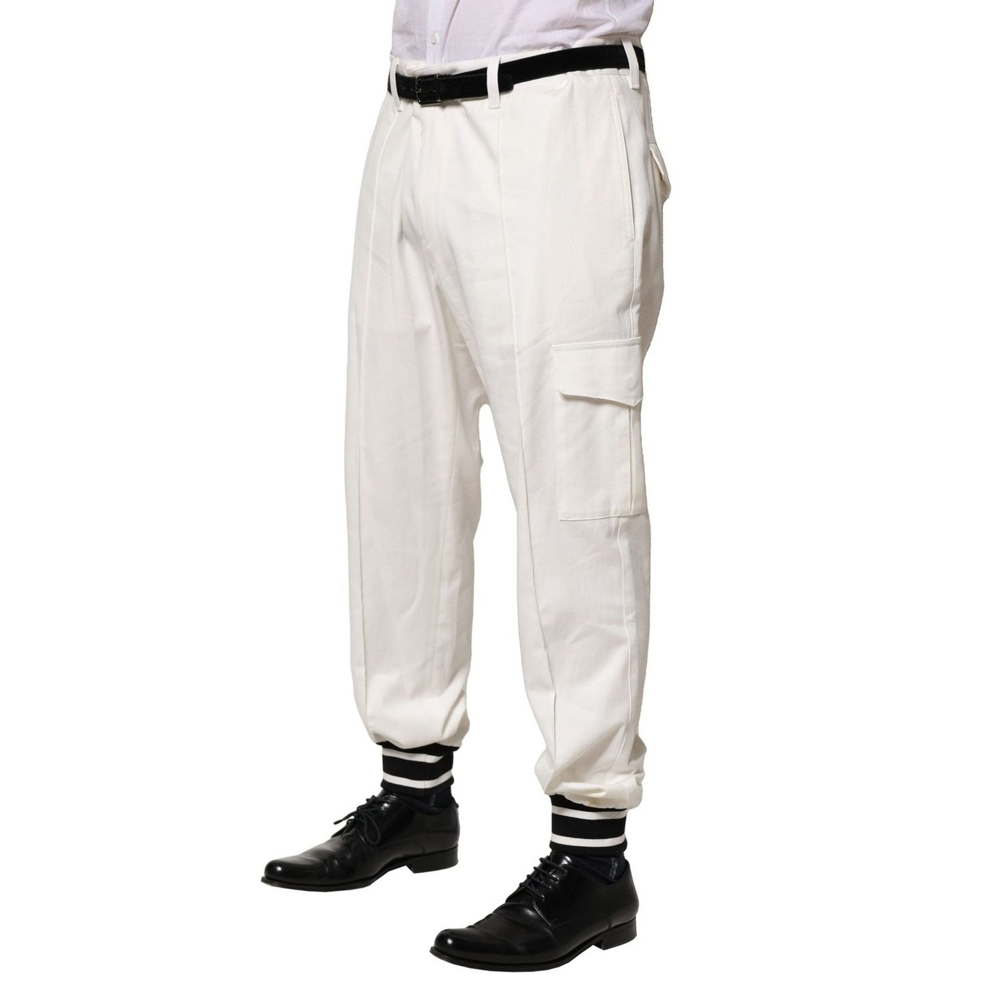 Dolce & Gabbana White Cotton Cargo Jogger Men Pants PAN76476-58