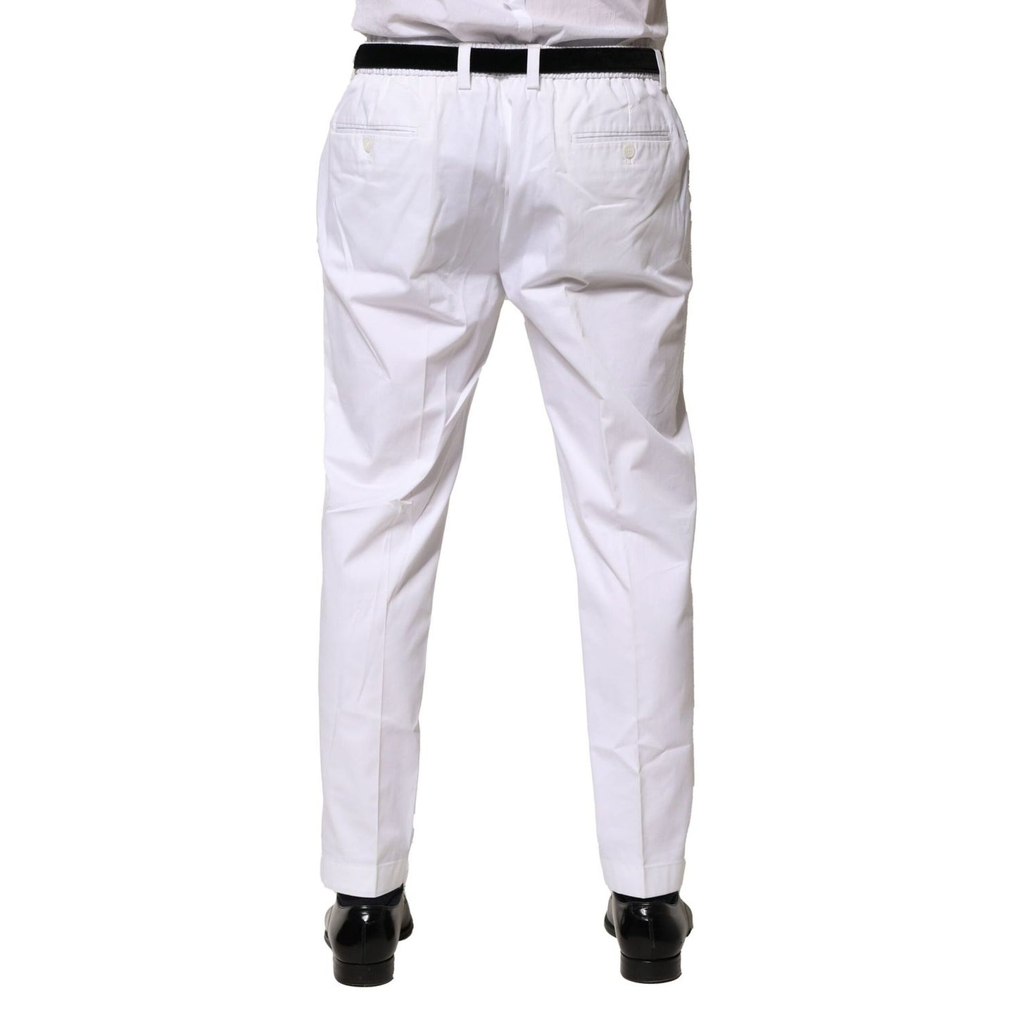Dolce & Gabbana White Cotton Dress Slim Formal Pants