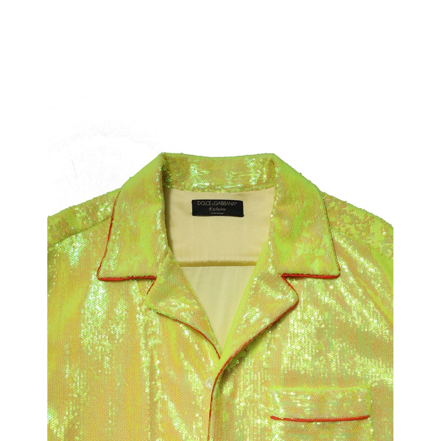 Dolce & Gabbana Yellow Sequin Polyester Lounge Casual Shirt