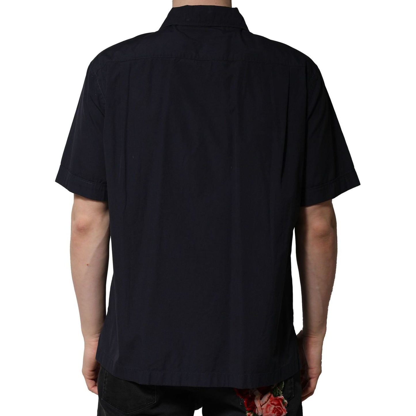 Dolce & Gabbana Dark Blue Cotton Short Sleeves Casual Shirt