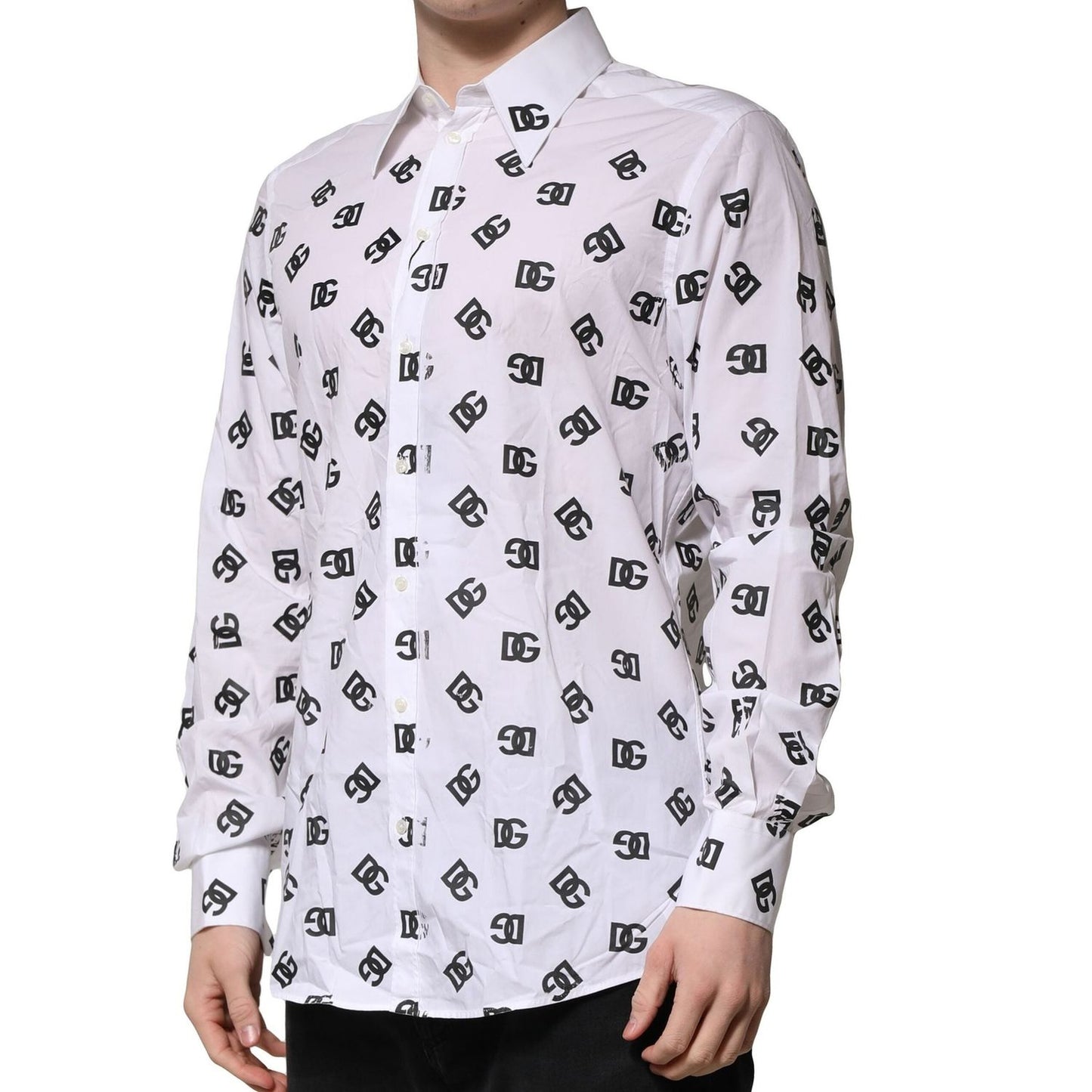 Dolce & Gabbana White MARTINI DG Logo Print Formal Shirt TSH906779-42