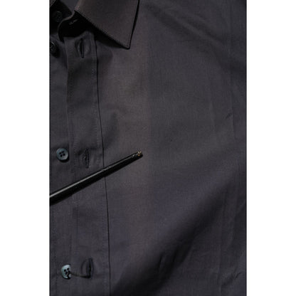 Dolce & Gabbana Blue Cotton GOLD Long Sleeves Formal Shirt