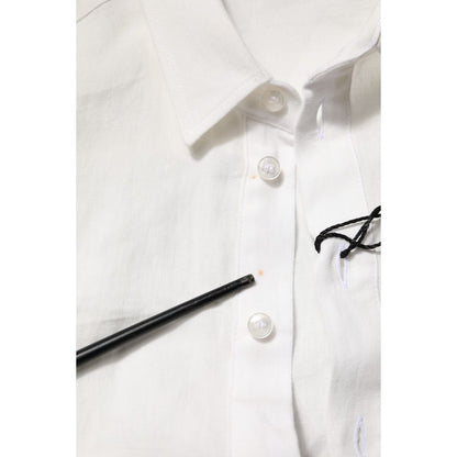 Dolce & Gabbana White DG Crown Embellish Dress Formal Shirt