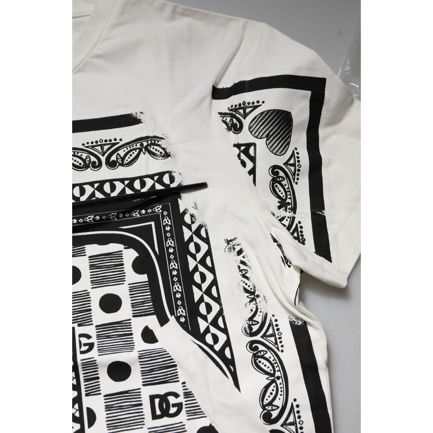 Dolce & Gabbana White Bandana Crew Neck Short Sleeves T-shirt