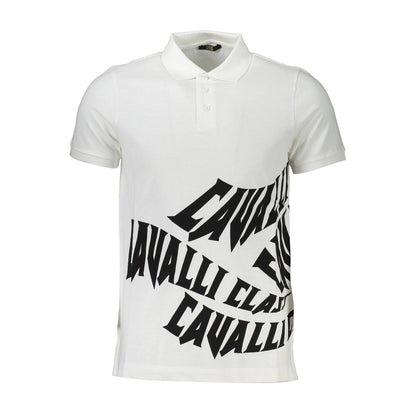 Cavalli Class White Cotton Polo Shirt