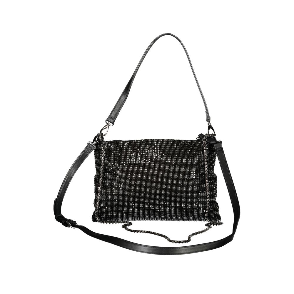 Mario Valentino Black Polyester Women Handbag with Rhinestone Details VA-34742