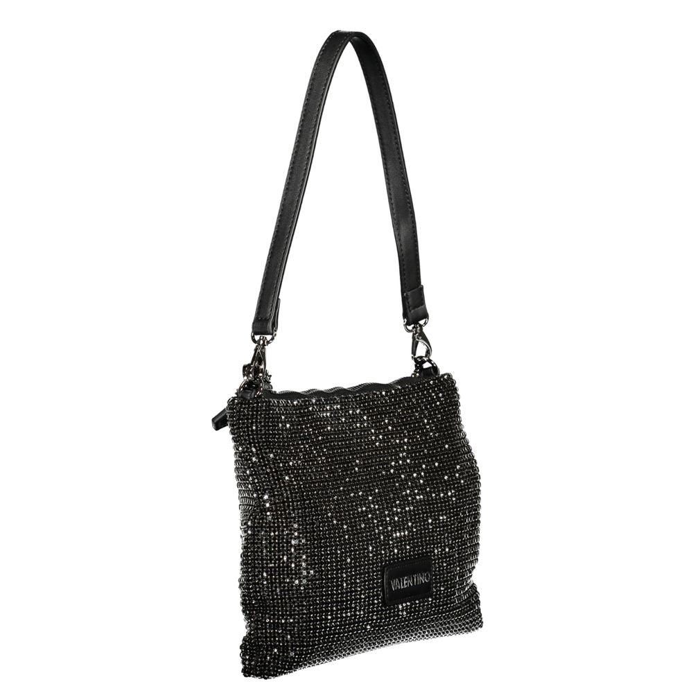 Mario Valentino Black Polyester Women Handbag with Rhinestone Details VA-34742