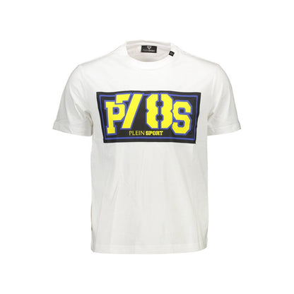Plein Sport White Cotton Men T-Shirt with bold logo and striking prints.