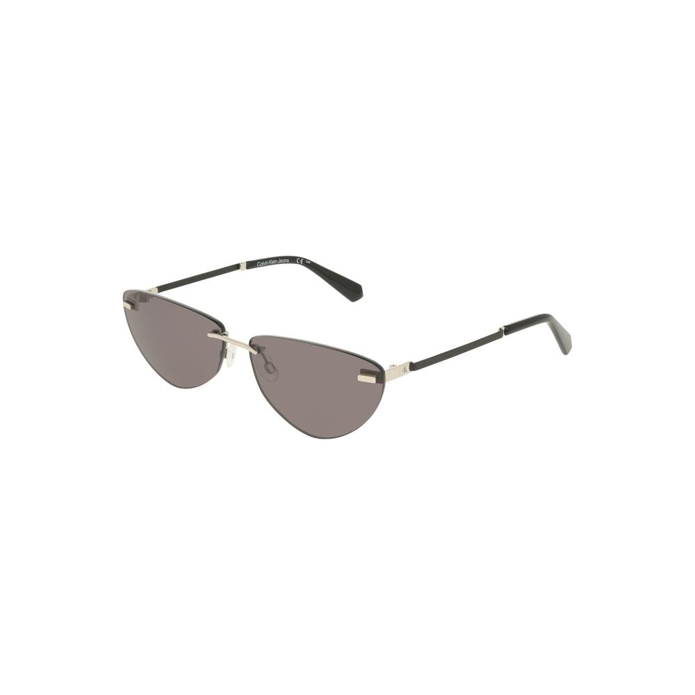 Calvin Klein Black Metal Women Sunglass with sleek smoke lenses and metal frame, lens width 63 mm, bridge 15 mm, temple 140 mm.
