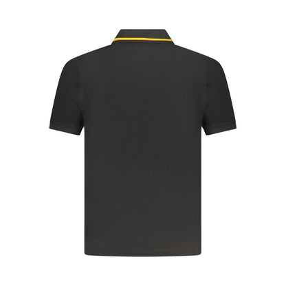 K-WAY Black Cotton Polo Shirt with short sleeves, 2 buttons, contrasting details, and logo application.