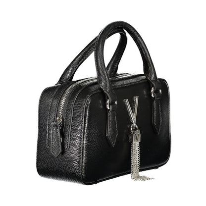 Mario Valentino Black Polyethylene Women Handbag with dual handles and removable shoulder strap for urban style.