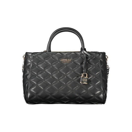 Guess Jeans Black Polyethylene Women Handbag with quilted design and lock detail