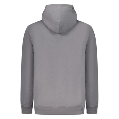 Back view of Tommy Hilfiger Gray Cotton Men Sweater showcasing the hood and soft fabric, perfect for comfortable casual wear.