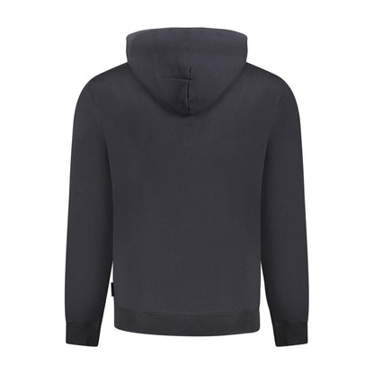 Back view of Napapijri Black Cotton Men Sweater showcasing its urban chic design and sophisticated brushed finish.