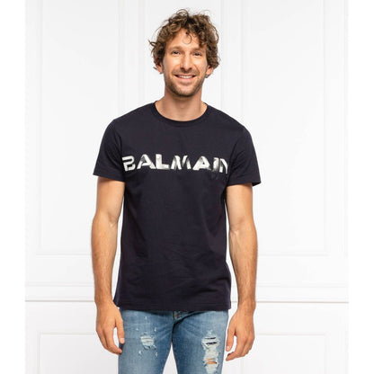 Balmain Blue Cotton T-Shirt