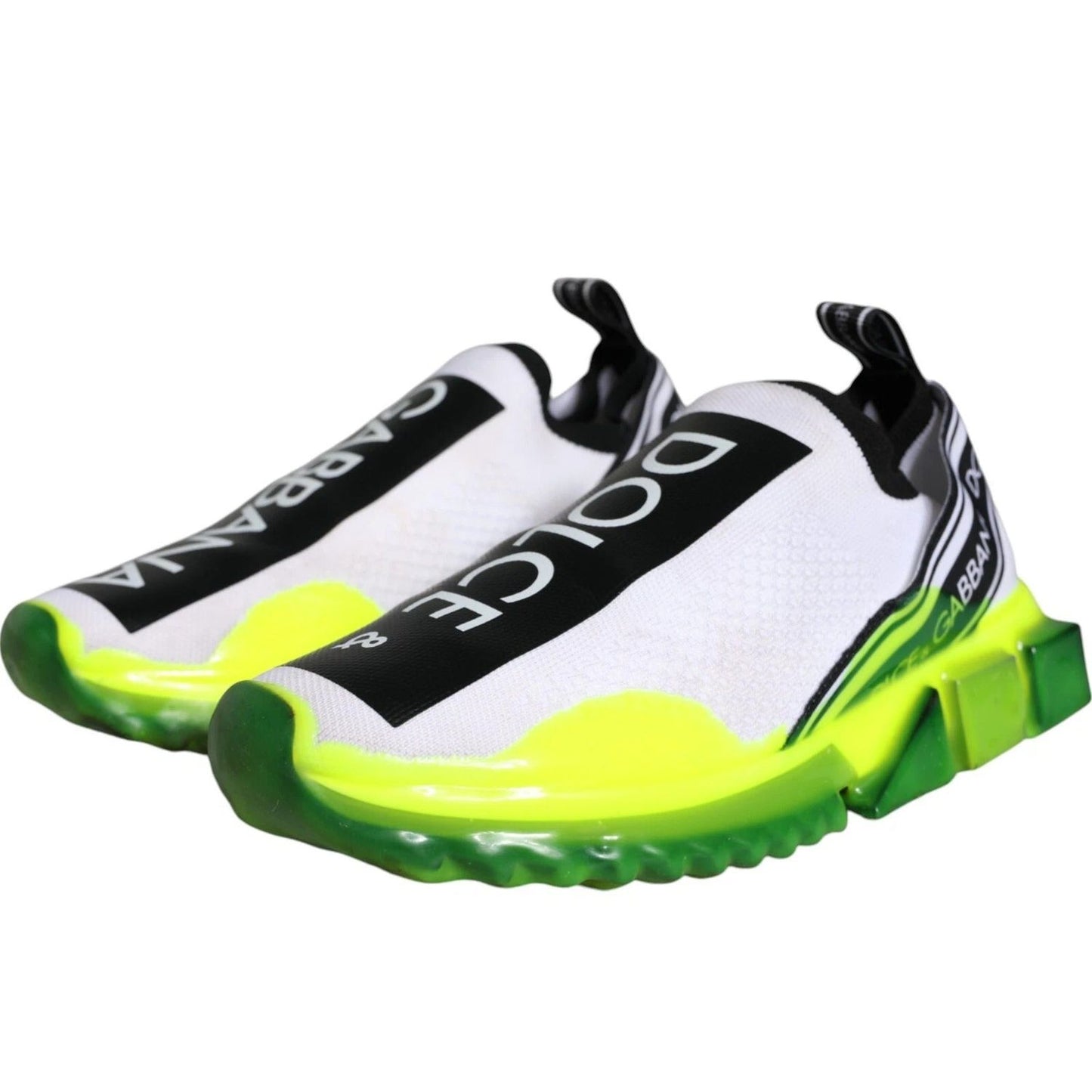 Dolce & Gabbana White Yellow Slip On Sorrento Sneakers Shoes LA12843-37