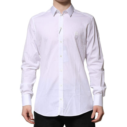 Dolce & Gabbana White Cotton GOLD Long Sleeves Formal Shirt