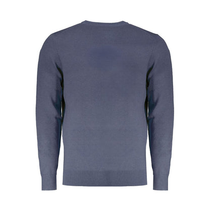 Back view of Norway 1963 Blue Wool Men Sweater showcasing elegant craftsmanship and luxurious material.