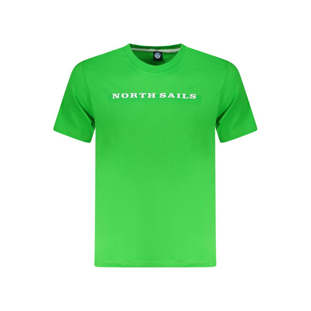 North Sails Green Cotton Men T-Shirt with logo and crew neck design.