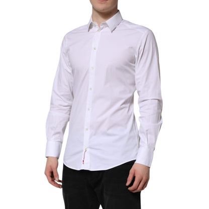 Dolce & Gabbana White GOLD Cotton Dress Formal Shirt