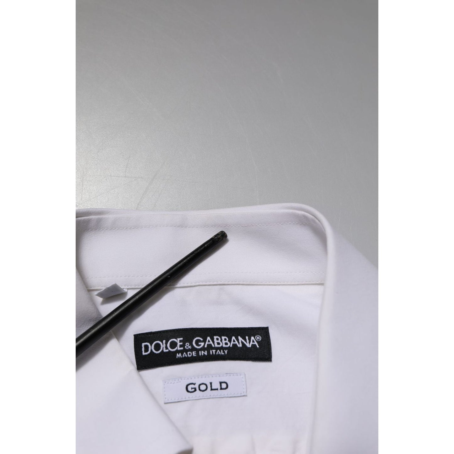 Dolce & Gabbana White GOLD Cotton Poplin Dress Formal Shirt