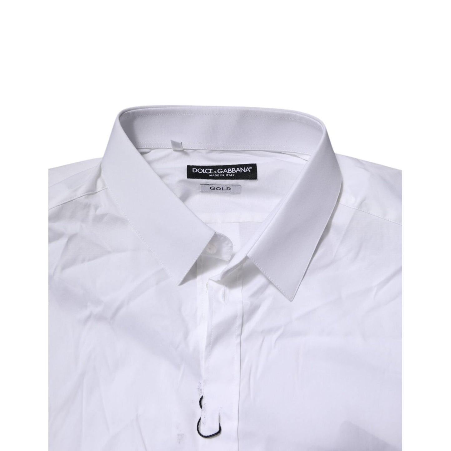 Dolce & Gabbana White GOLD Cotton Men Dress Formal Shirt