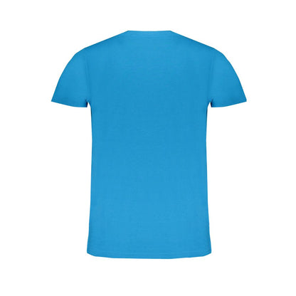 Norway 1963 Blue Cotton T-Shirt with short sleeves, crew neck, and embroidery logo, ideal for casual wear.