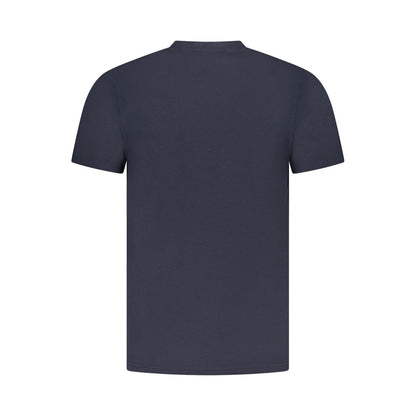 Back view of Cavalli Class Blue Cotton Men T-Shirt showing its classic short sleeve design and high-quality cotton material.