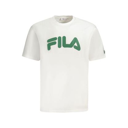 Fila White Cotton Men T-Shirt with green logo for stylish casual wear