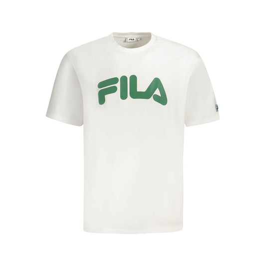 Fila White Cotton Men T-Shirt with green logo for stylish casual wear