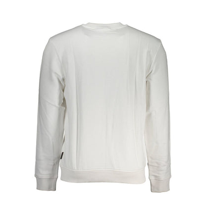 Back view of Napapijri White Cotton Men Sweater showcasing the elegant design and regular fit.