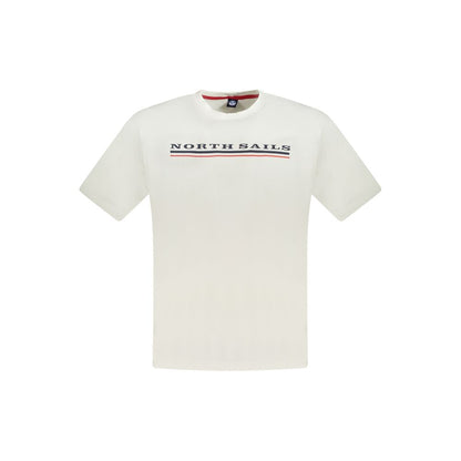 North Sails White Cotton Men T-Shirt with logo print, short sleeves, crew neck.