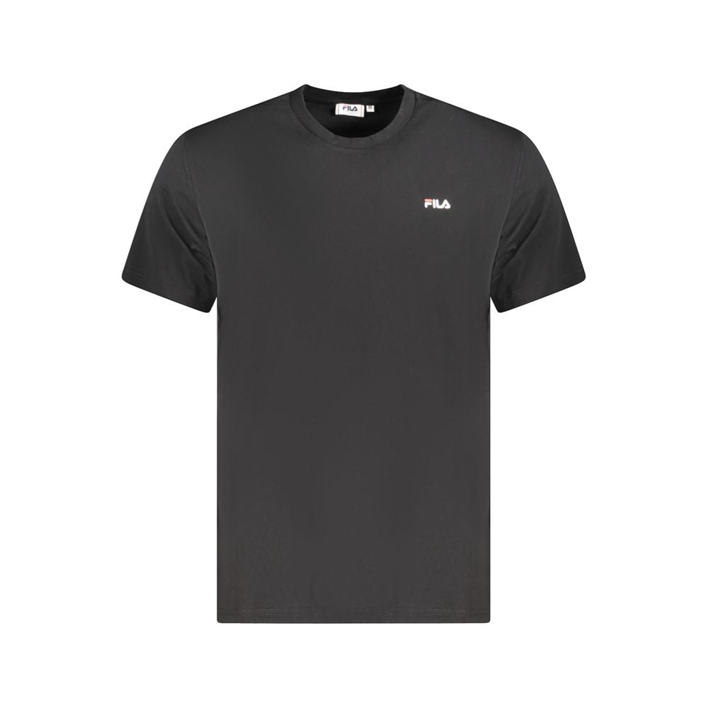 Fila Black Cotton Men T-Shirt with crew neck and logo print, made from organic cotton for style and comfort.