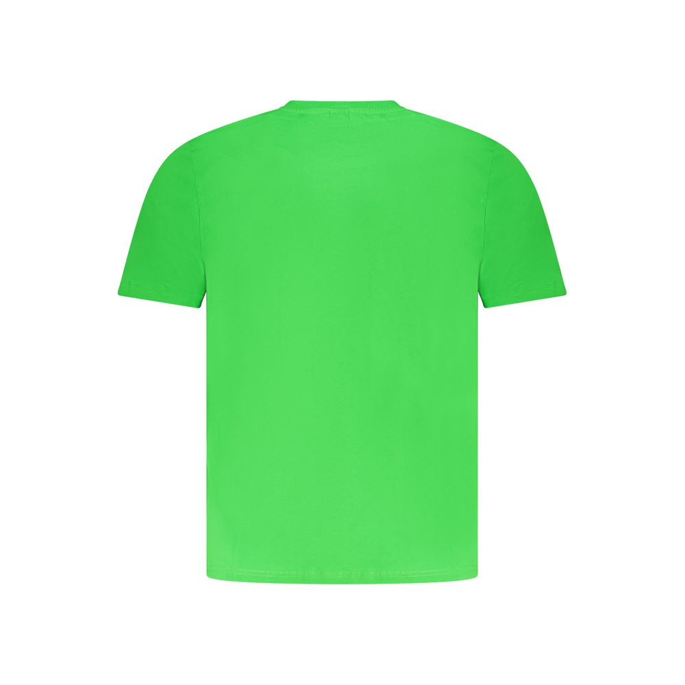 Back view of North Sails Green Cotton Men T-Shirt, showcasing vibrant color and short sleeves.