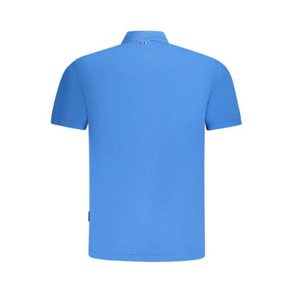 Back view of Napapijri Blue Cotton Men Polo Shirt in sleek design, showcasing elegant craftsmanship and modern style.