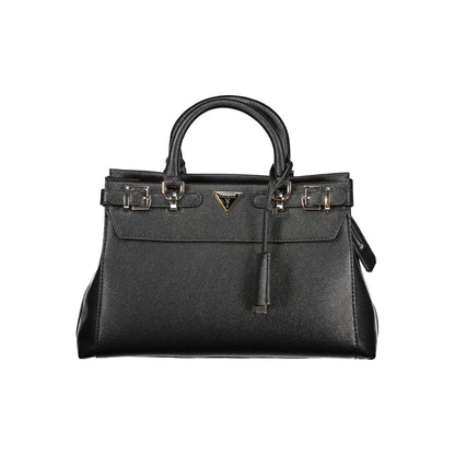 Guess Jeans Black Polyethylene Women Handbag with chic design, eco-friendly material, and spacious compartments for essentials.