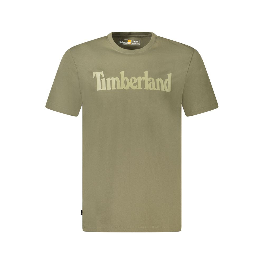 Timberland Green Cotton T-Shirt with logo, regular fit short sleeve, crew neck, 100% organic cotton.