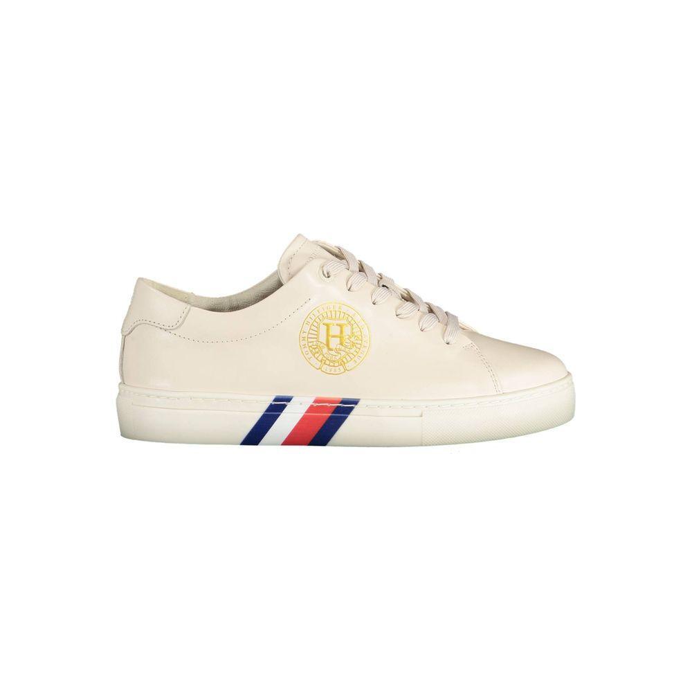Tommy Hilfiger Beige Leather Women Sneaker TO-38080-EU37/US7